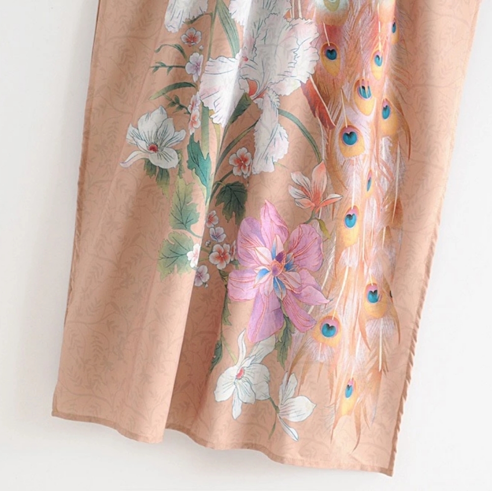 🔥LAST 1🔥NWT LIGHTWEIGHT PEACOCK PRINT BOHO KIMONO - Picture 11 of 12